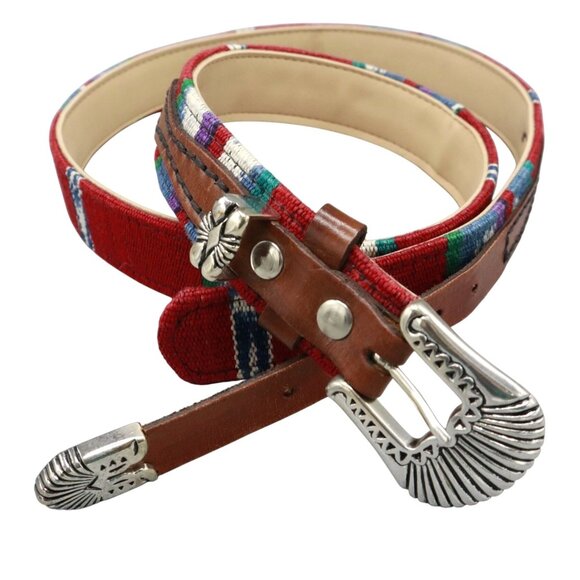 Leather Belt Multi Boho Southwestern Rustic Handcrafted Tribal Ethnic Artisanal - Picture 1 of 15